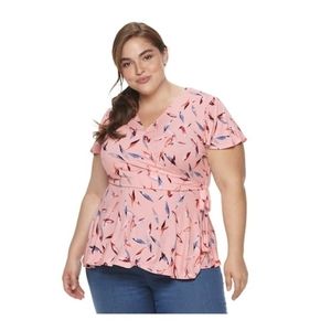 Nwt Evri Faux Wrap Top Pink 1x Plus